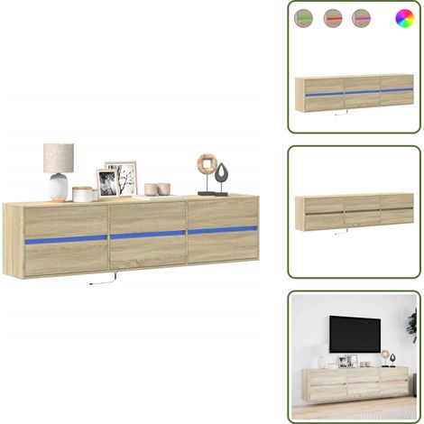TV-Wandschrank mit LED Sonoma-Eiche 180x31x45 cm - TV-Wandschrank - TV-Wandschränke - TV-Hängeschrank - TV-Möbel (1/5)