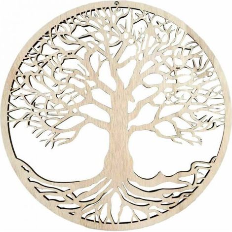 arbre de vie décoration murale en bois suspendu oeuvre décoration de la maison en bois arbre de vie pendentif décoration (1/5)