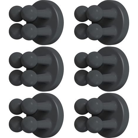 Juego de 6 soportes de silicona para cepillos de dientes, ganchos de pared para colgar esponjas y maquinillas de afeitar, ideales para la ducha, el baño, la cocina, etc. - Negro (1/5)