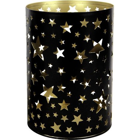 TrendLine Windlicht Metall Sterne Ø 13 cm schwarz-gold
