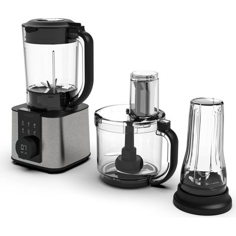 Klarstein Verosteel Robot de cuisine avec blender - Appareil de cuisine multifonction de 1200 W, bol de 2 l, blender de 1,75 l, 10 vitesses, 6 programmes, presse-agrumes & hachoir à viande