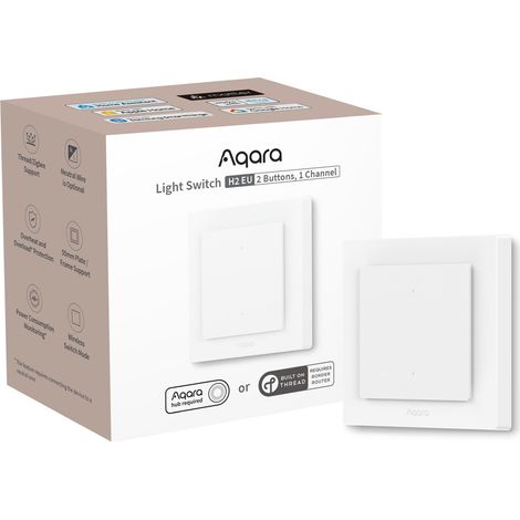 Aqara light switch h2 eu  interruptor de luz  2 botones, 1 canal, sin conexión (1/2)