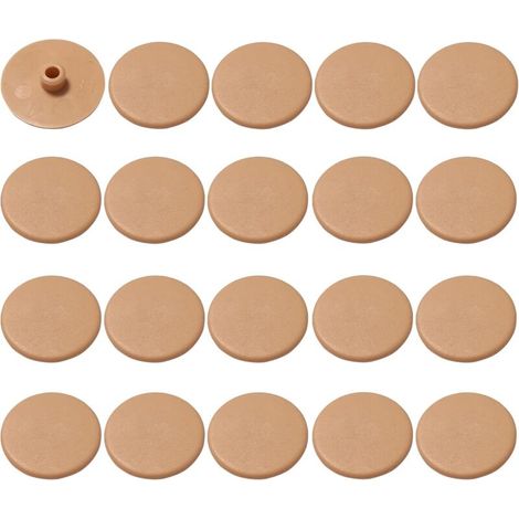 – Lot de 20 cache vis en plastique marron – Diamètre intérieur 4mm, extérieur 17mm – Tête plate pour vis CHC et FHC – Applications meubles (1/4)