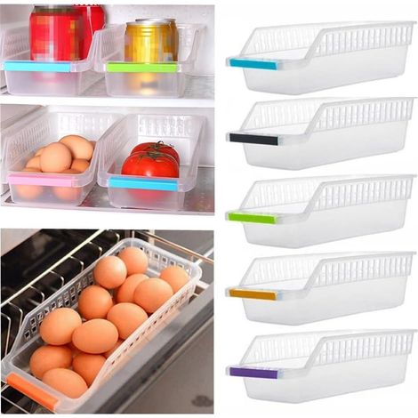 5 Pack Plastic Fridge Freezer Kitchen Storage Bins - Random Color (1/5)
