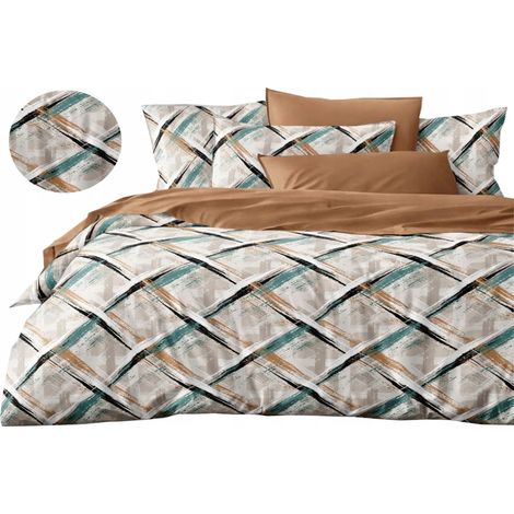 Parure de lit en flanelle chaude 200x220 + taies d'oreiller, motif rayures polonaises, 3 pièces (1/5)