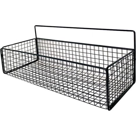 Spice Rack - Wall Mount Shelf - Black - 35 x 15.5 x 12 cm - Adhesive Mounting - Multi Room Use - 1 Piece (1/5)