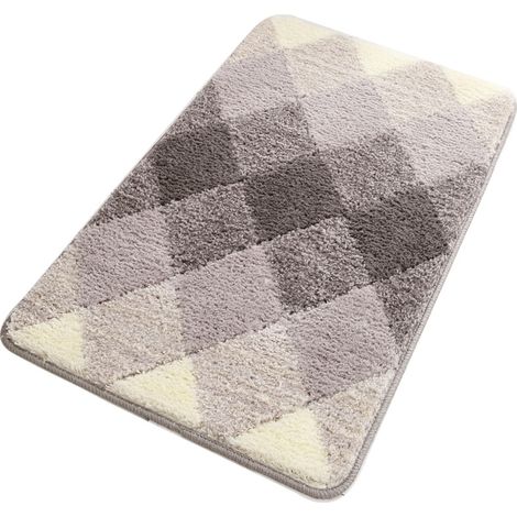 Weiche, saugfähige, rutschfeste Badematte aus Mikrofaser – waschbare Badmatte – geeignet für Badezimmer, Schlafzimmer, Küche, Flur, Büro – 50 x 80 cm – Grau (1/5)