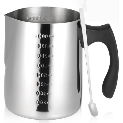 Dussdote 900 ml - Pot - Fondoir à cire - Acier inoxydable - Cuillère à fondre - Graduée - Convient pour la fabrication de bougies et de savons - Argent