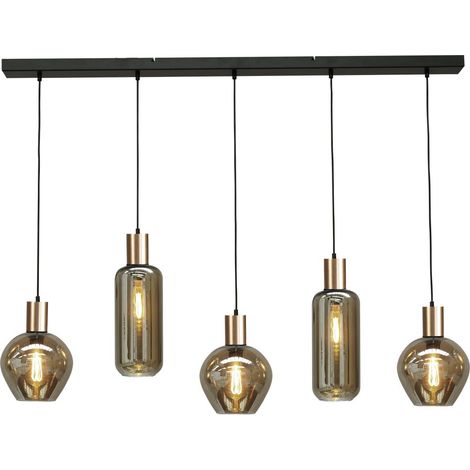 Lampe à suspension noire et dorée Bounty Verre curio à 5 lumières - 2471-05-02-130-5-35 (1/3)