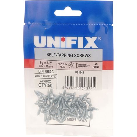 Unifix Self-Tapping Screws Pozi Csk Head AB DIN 7982C BZP 10G (1/2)