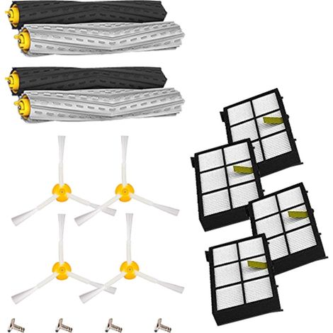 12 kits accessoires, extracteurs caoutchouc, filtres HEPA, brosses latérales, pour aspirateur Roomba séries 800 et 900 (1/5)