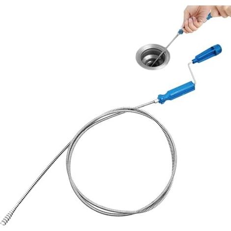 Furet Deboucheur WC Canalisation 1.7m x 5mm, Plomberie Déboucheur avec Manivelle Tige Canalisation, Spirale - Bouchage des canalisations, Sonde de debouchage