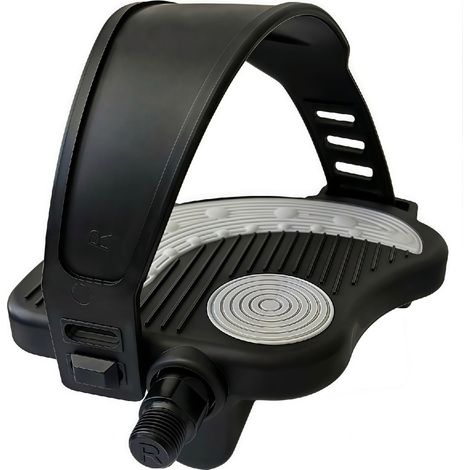 Pédales Réglables - Filetage 9/16 Pouces - Sangle En Caoutchouc 3 Cm - Pour Vélo D Appartement Et Spinning - Noir - 1 Paire (1/5)