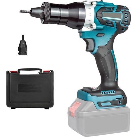 Riveteuse sans fil compatible avec les batteries Makita 18V-26V, outil de rivetage électrique sans balais avec deux modes et tête de traction de rivet M6 (batterie et chargeur non inclus) (1/5)