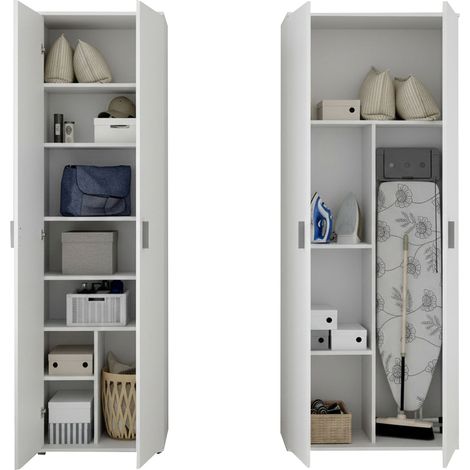 Armadio Multiuso Grande Veruno, Modulabile, 9 Ripiani, 4 Ante, 139x190h cm Bianco