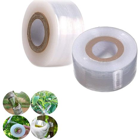 Ruban De Greffe D'arbre Fruitier, Bandes De Réparation De Plantes Extensibles, Film De Fleuriste Transparent Pour Arbre Fruitier Floral Et Ruban De Bourgeonnement En Poly, Blanc (Rouleau De 2) (1/5)