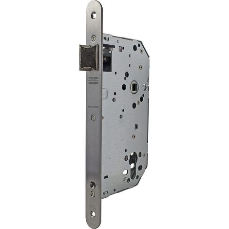 F6rai de Serrure encastrée pour Portes de Bois. Entrée à 60. Front. Couleur Acier Inoxydable (1/3)