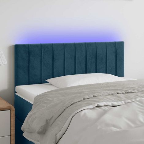 Tête de lit à LED Style Classique Armoire de lit - Bleu foncé 80x5x78/88 cm Velours BV719025 - BonneVie (1/5)