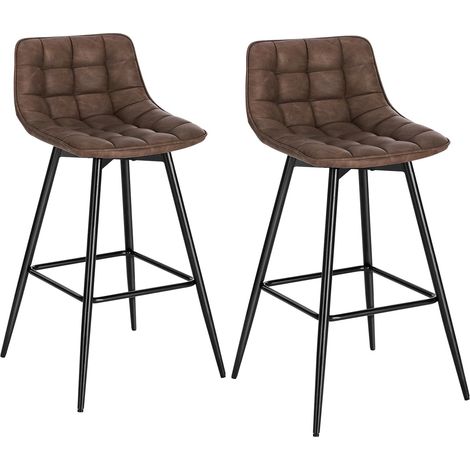 WOLTU 2x barstools Breakfast stools Metal+leather Counter Bar chairs Faux bar stools Brown (1/5)