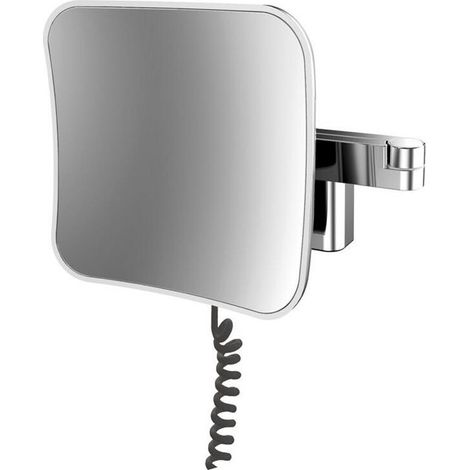 Specchio da barba e cosmetico quadrato EVO LED. Modello da parete. 2-braccio. 5 volte cromo