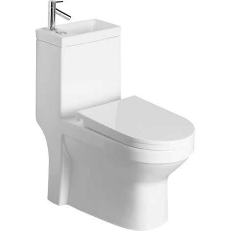 Aqualine HYGIE - WC monoblocco con lavamani, DualFlush, bianco PB104W