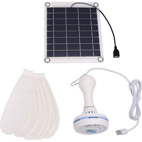 Ventilateur de plafond solaire 5V 10W à double alimentation USB, portable, pour tente de camping extérieure, 6 pales, silencieux (36 dB), idéal pour serre, abri de jardin ou poulailler. (1/5)