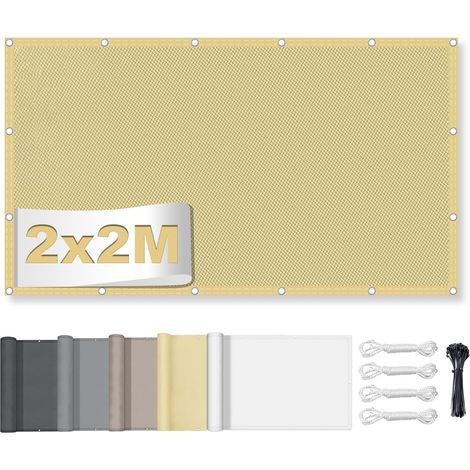 Filet de protection solaire, bordure de balcon 95 % de protection UV, voile d'ombrage imperméable, avec œillets, protection solaire, contre le vent, pour balcon, terrasse, 95 % protection UV, pour (1/5)