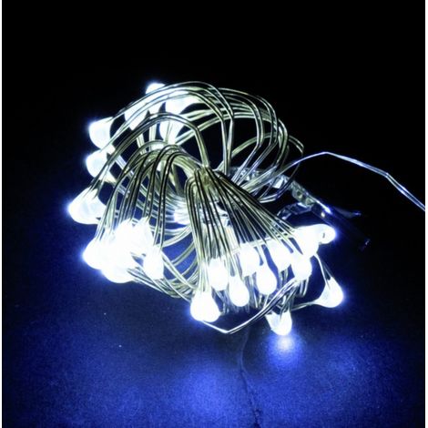 Filo 100 microled bianco freddo metri 5 batteria per interno