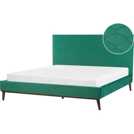 Bed Velvet BAYONNE 180 x 200 cm (EU Super King) Green