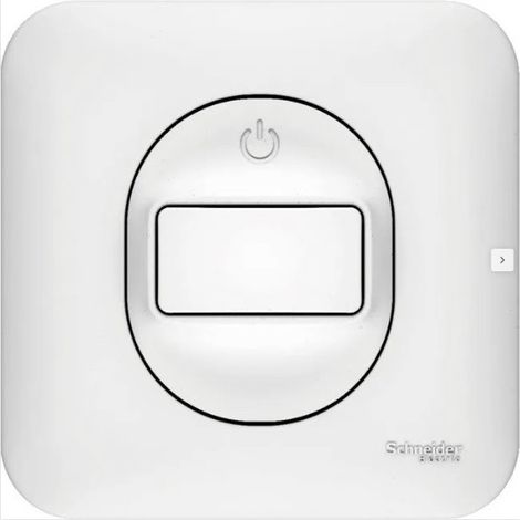 Schneider Electric – Interrupteur à détection 10A encastré blanc – Éclairage 40-350W – Câblage 2 fils – Plaque de fixation vis/griffes Ovalis