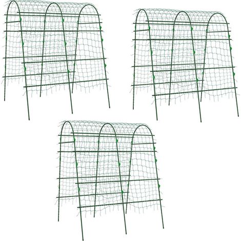 3er-Set rankgitter Rankhilfe für Kletterpflanzen verstellbares Spalier Pflanzengitter mit Netz Pflanzengerüst für Garten Balkon Stahl grün 144 x 167 x 206 cm
