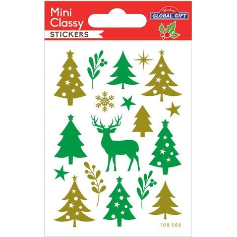 Stickers Noël - Sapins et Renne à paillettes (1/2)