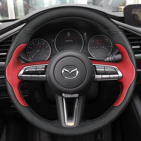 (5-)Housse de volant sur mesure, parfaitement adaptée aux Mazda 3 Axela 2019-2021, CX-30 et MX-30 2020-2021. Accessoires intérieurs automobiles. (1/5)