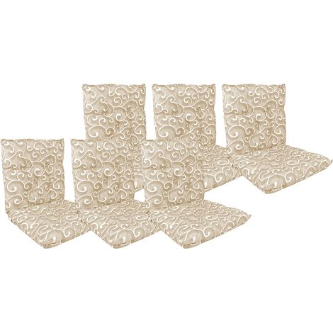 Set Cuscini Sedia Con Schienale Imbottiti Con Laccetti Banda Elastica 40 x 80 Cm InlayBeige - 6 Pezzi