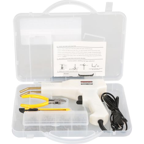 Soudure Plastique, Agrafeuse a Chaud pour Reparer Plastique avec 400 Agrafes, Agrafeuse Plastique pour Réparation Pare-Chocs et Carrosserie, Pistolet à Souder Soudage Plastique - Blanc (1/5)