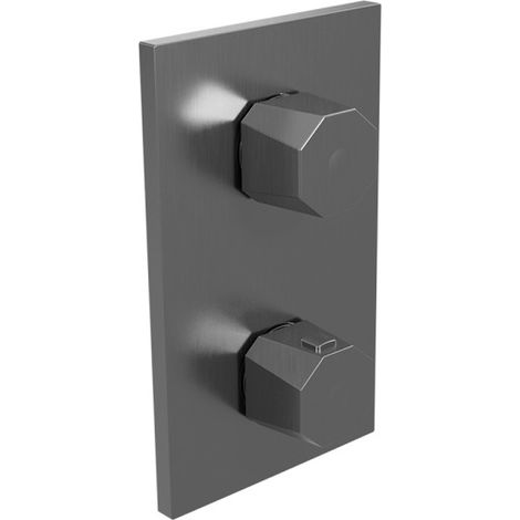 Façade douche thermostatique encastrée 2 sorties Métal Brossé Fractal - CRISTINA ONDYNA FT75277 (1/2)
