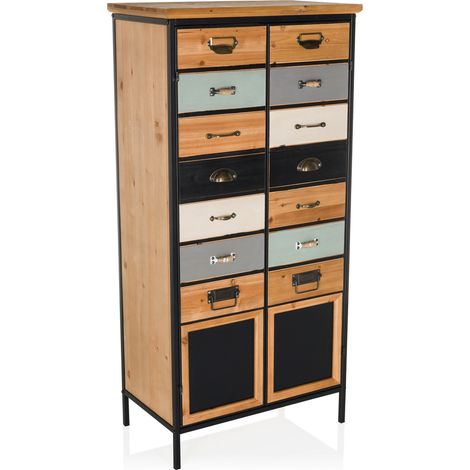 Buffet haut / Commode CONTINENTO HIGH 60 x 34 x 123 cm sapin massif hjh LIVING