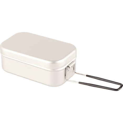 Lunchbox aus Aluminium mit Klappgriff, leichte, tragbare Bento-Box aus Edelstahl, geeignet für Picknicks im Freien, Aluminium in Naturfarbe, 800 ml, mit Rand. (1/4)