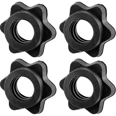 Lot de 4 écrous hexagonaux de blocage pour barre d'haltères, noirs (1/5)