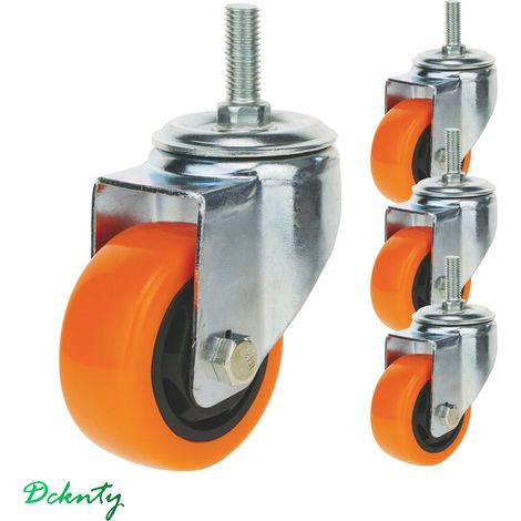 Roulettes pivotantes roue industrielle en polyuréthane sans frein 75 mm M12 4-pack (1/5)