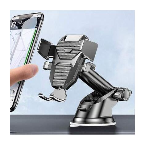 Support universel pour téléphone de voiture, fixation pour tableau de bord et pare-brise, noir [ventouse puissante jusqu'à 30 kg] [compatible avec les coques épaisses et les grands téléphones] (1/5)