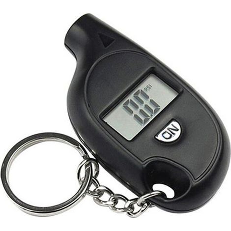 Mini manomètre noir, manomètre numérique de pression des pneus, porte-clés (1/5)