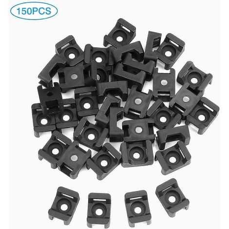 150 supports de serre-câbles noirs, base pour serre-câbles, 23 mm x 16 mm (1/5)