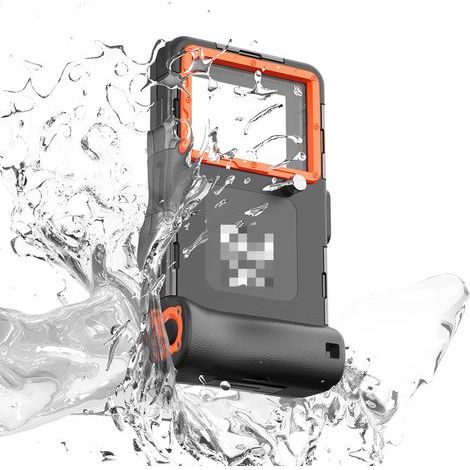 Underwater snorkeling phone case, suitable for 17/16/15/14/13/12 Pro Max/Galaxy S25/S24/S23. Diving/waterproof phone case, for underwater photos and videos, one case, black and orange. (1/5)