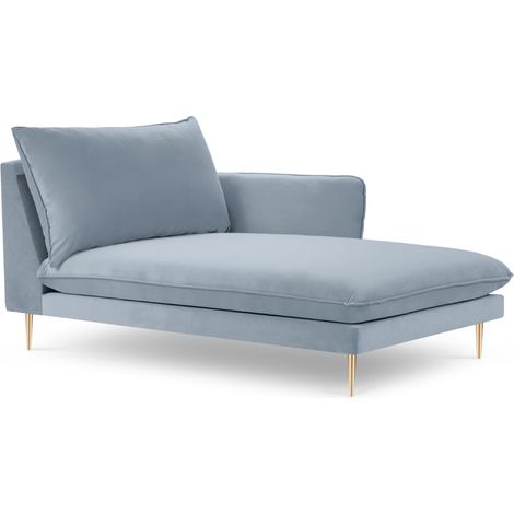 Méridienne droite en velours bleu clair (1/5)