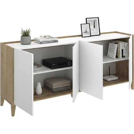 Aparador Chanute, Alacena 2 Estantes, 4 Compartimentos, 4 Puertas, 40x184x78h cm Blanco
