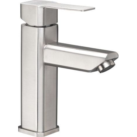Robinetterie - Robinet de lavabo d'angle moderne pour caravane, poignée unique (nickel satiné brossé) (1/5)
