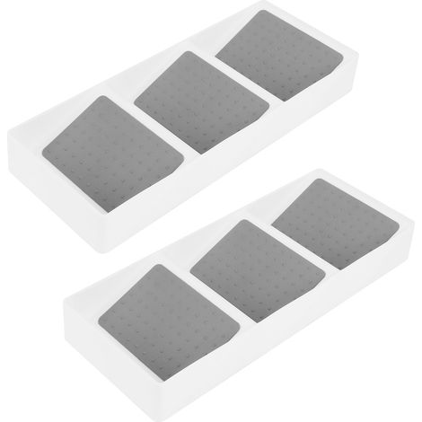 Lot de 2 organisateurs de tiroir à 3 niveaux pour épices et médicaments, avec plateau et boîte de rangement pour tiroir de cuisine. (1/5)
