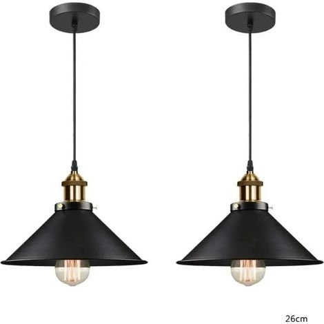 U-Do 2Pcs Suspension Luminaire Vintage Lampe éclairage Lustre Cage en Fer Noir décoration Chambre Escaliers (1/4)