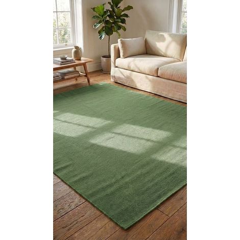 Kilim moderne Tapis Fancy - Tapis en laine - 300x200cm, Rectangular - 100% Laine vierge - Tissé main - Vert